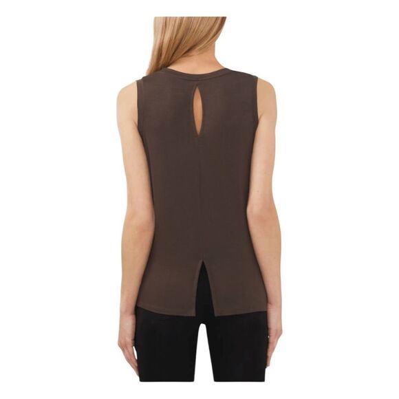 Halogen Back Keyhole Tank Top Grey Beluga Lightweight Knit Sleeveless Crewneck S - Picture 4 of 9